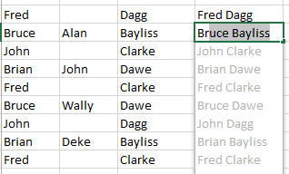 Excel data entry with auto-fill names like Fred Dagg and Bruce Bayliss : Office-Watch.com
